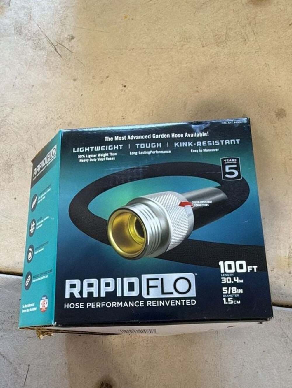 RapidFlo 100ft 5/8in Lightweight Kink-Resistant Garden Hose